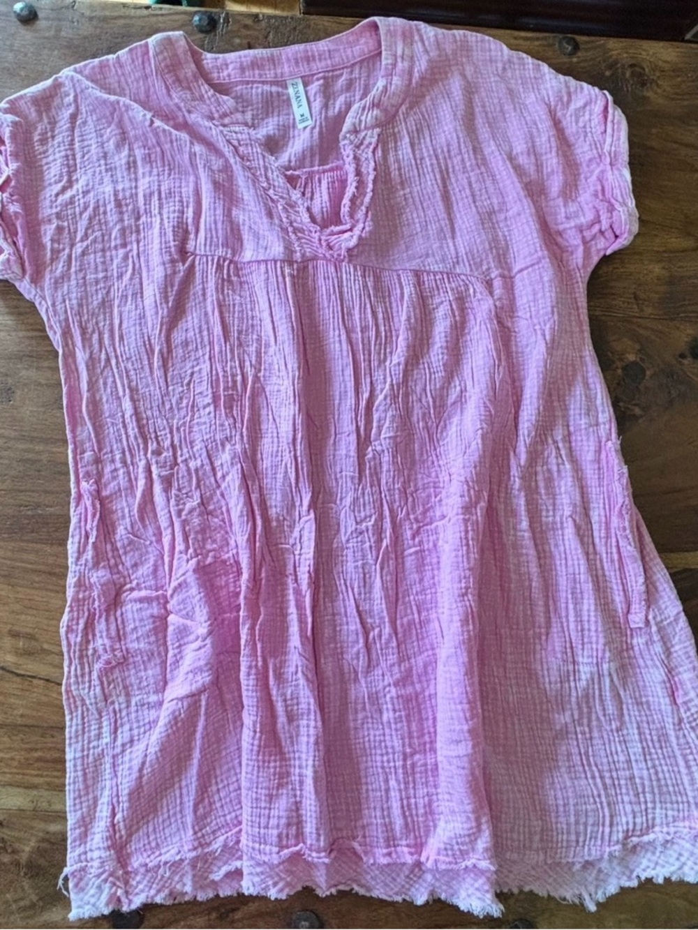 100% Cotton Zenana Outfitters Pink Gauze Dress/Top - Picture 4 of 7